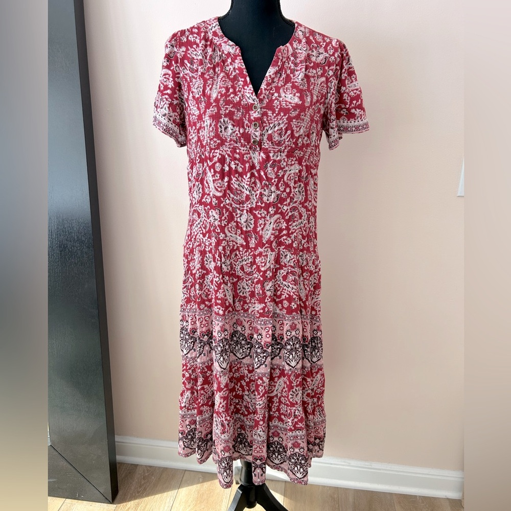 Knox Rose Paisley Short Flutter Sleeve Midi Dress - small - Picture 2 of 6